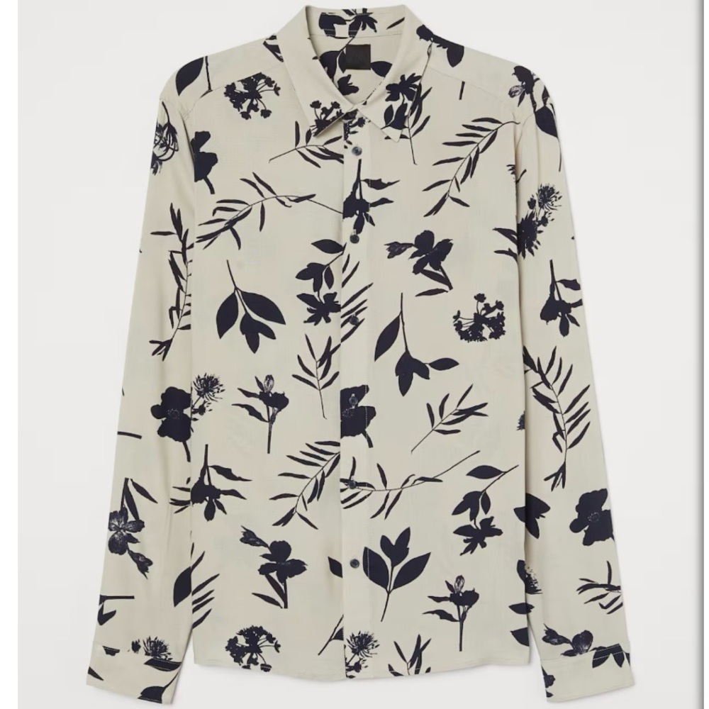 H&M Viscose Floral Print Button-Up Shirt